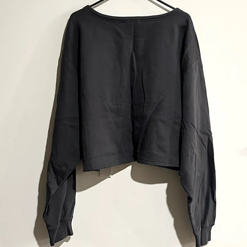 NWT Good American Essentials Gray Collarless Half Zip Sweatshirt - Size 6 (3XL)